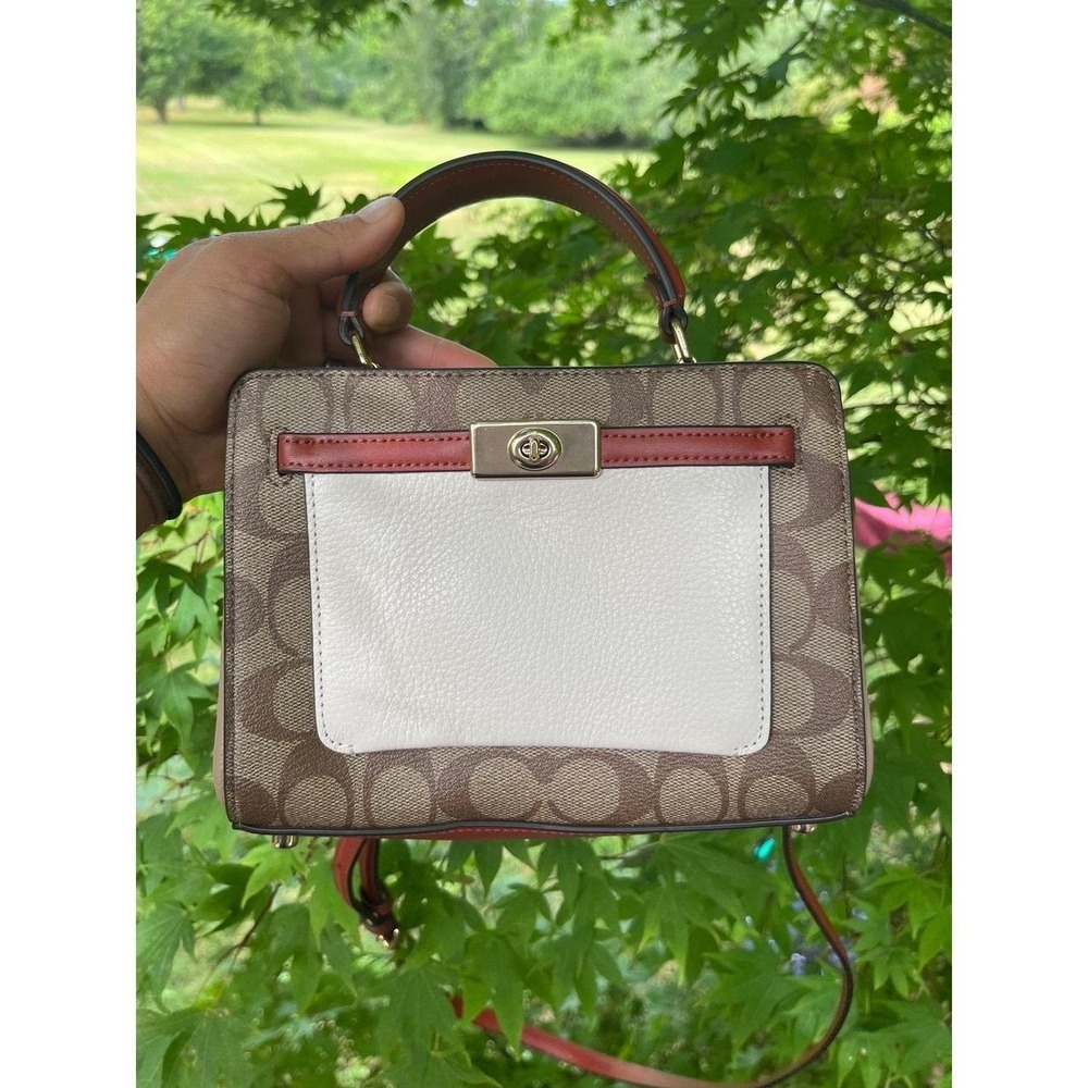Mini Lane Top Handle In Colorblock‎ Signature Canvas NWT